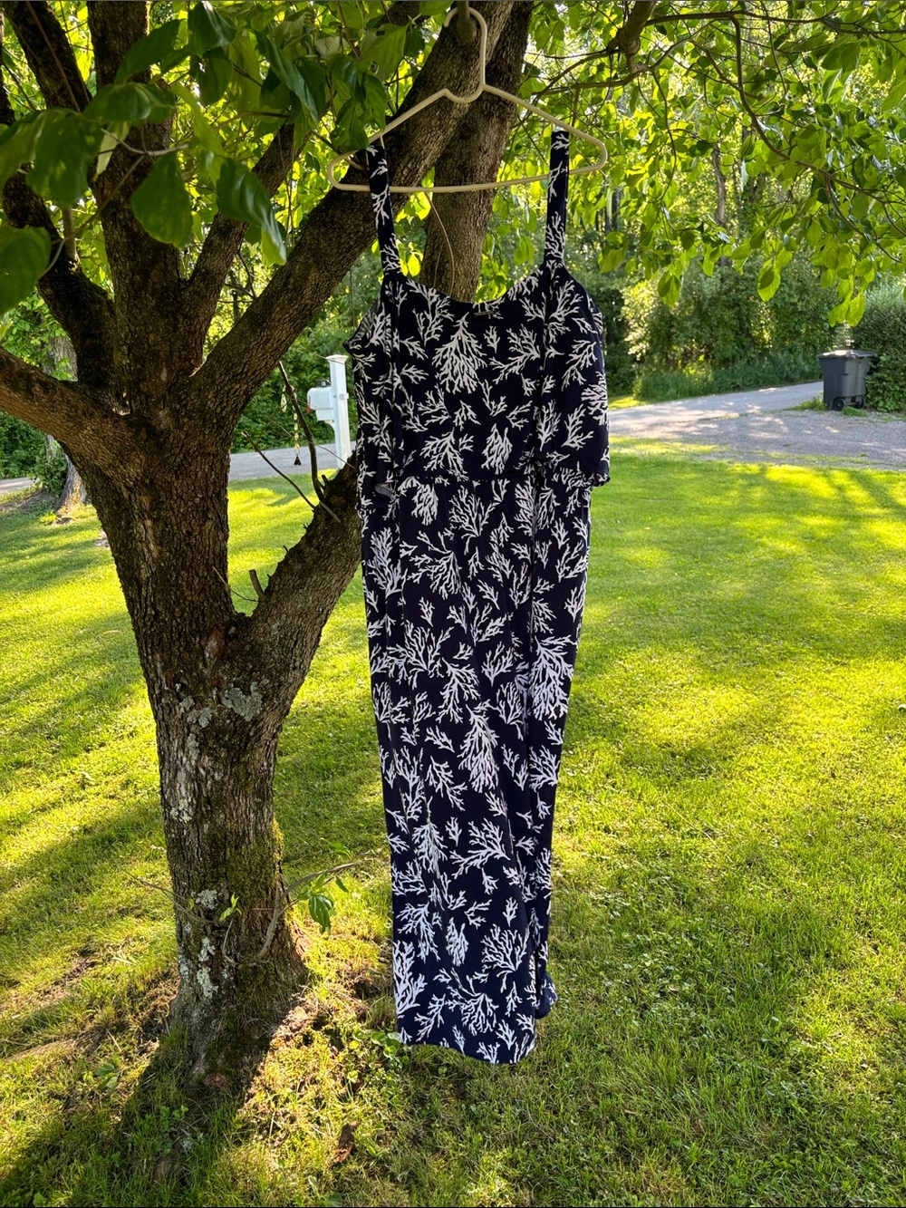 Michael Kors Collection Navy and White Printed Jumpsuit